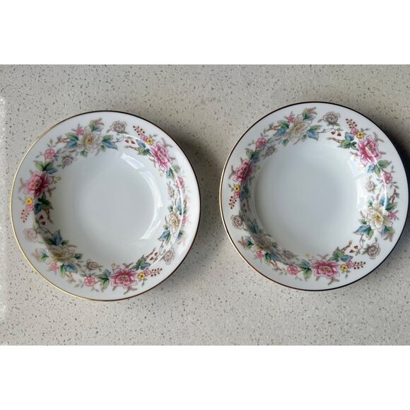 Noritake Other - Noritake Mystery 196 Floral Rim 5.5" Bowls Set Of 2 Porcelain VTG Japan Nippon